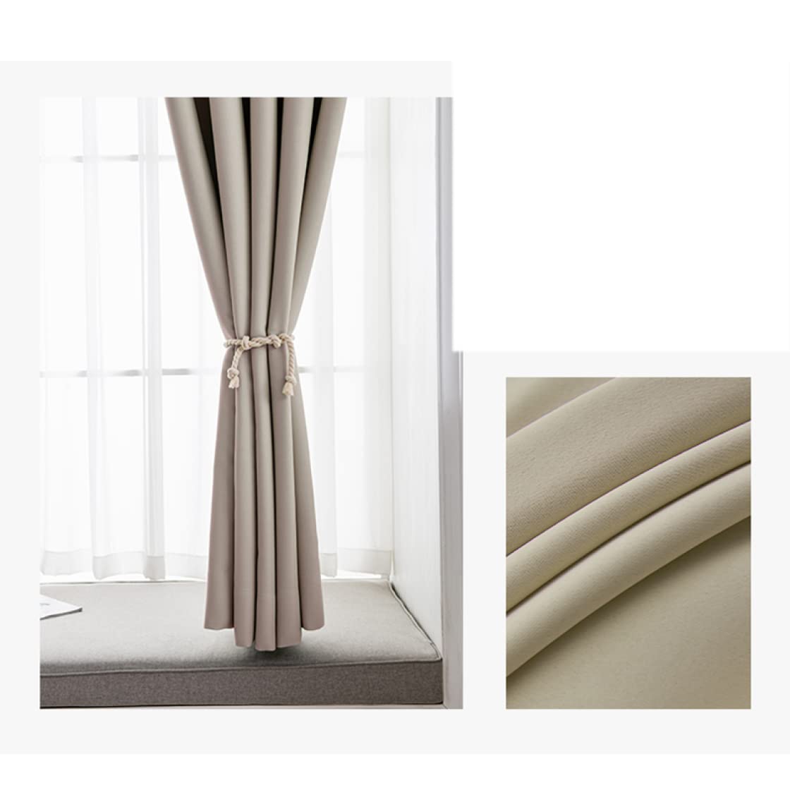 Amazon｜CFGZC おしゃれ 無地 カラー ベージュカーテン UVカット 断熱