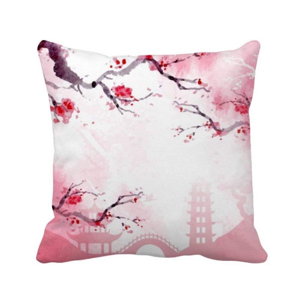 Coussin sakura japon 40x40 cm oreiller carré multicolore