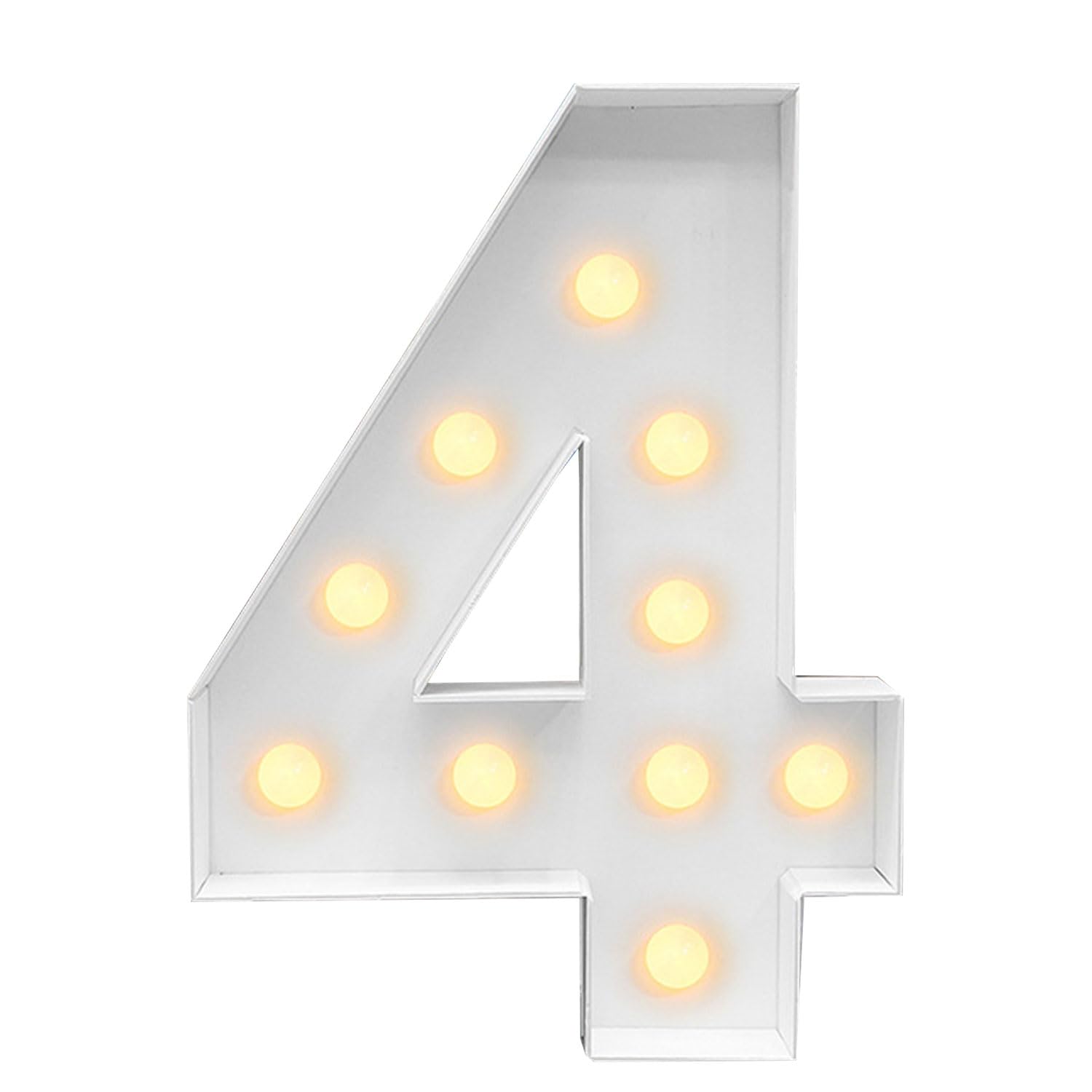 Marquee - Targa con numeri a LED, grandi numeri da 0 a 9, decorazione per feste, set di pannelli in schiuma pretagliati per compleanno, Capodanno, anniversario, 4, 100 cm