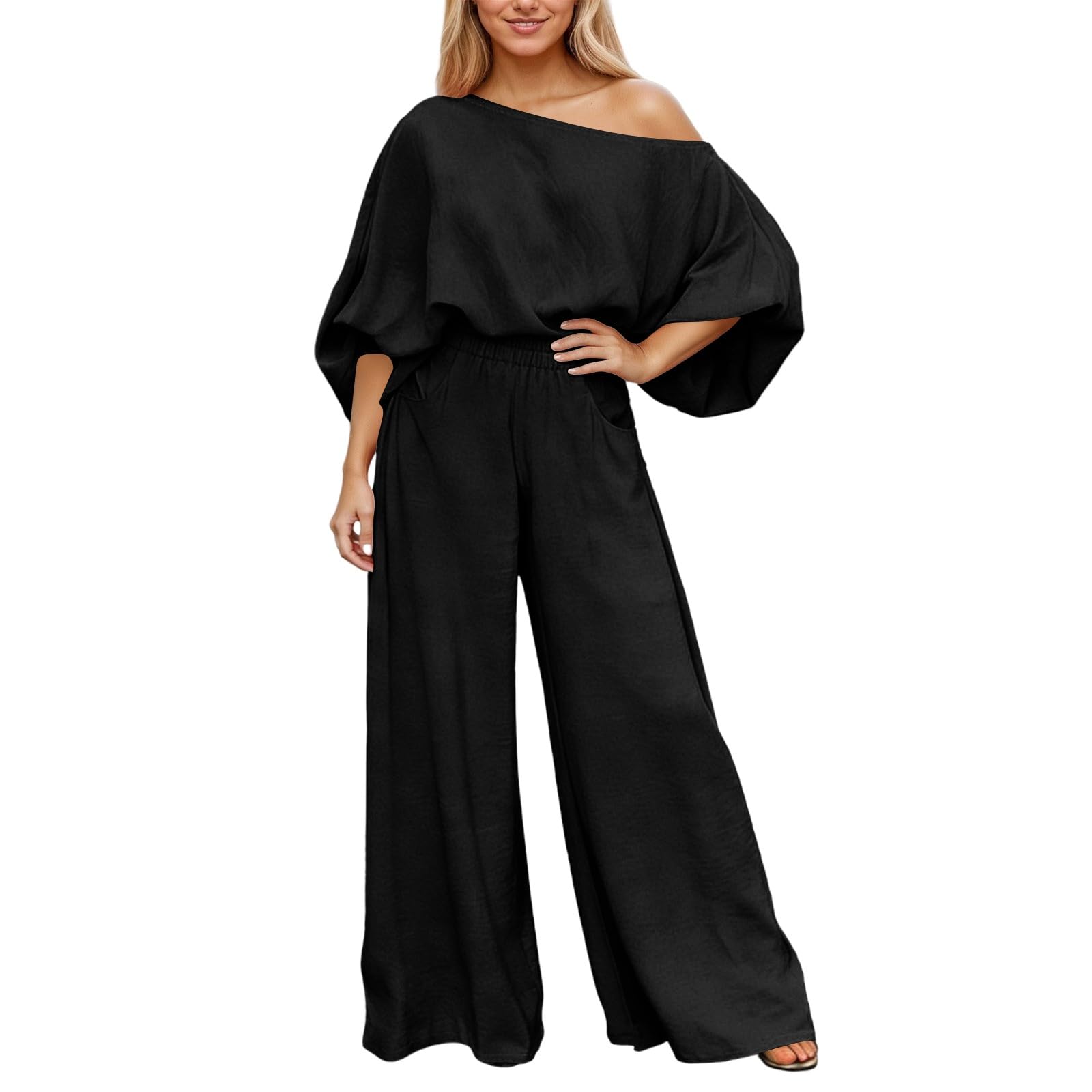 Completo Donna Elegante Ufficio, Tute Donna Autunno: Completo Casual a Due Pezzi con Maglia a Maniche Lunghe E Pantaloni Larghi Ideale per Un Look Elegante E Quotidiano