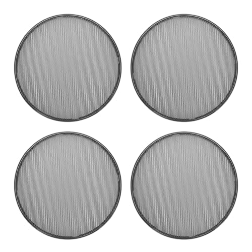 FAUOSWUK 4PCS Black Speaker Grill Covers, Metal Speaker Grill Material Universal Speaker Grille Mesh Cover with ABS Circle Round Speaker Grills Cover for Home Theater Car Marine