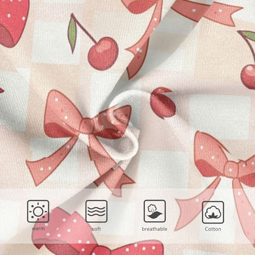 Wusikd Cherries Checkered Girls' Underwear Cotton Bows Girls Briefs Soft Toddler Underwear 2T3