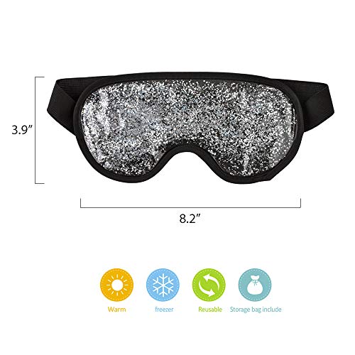 NEWGOCooling Mask for Migraines Reusable Headache Eye Mask Hot Cold Sleep Mask for Tension Migraines, Relaxation and Allergies - Silver