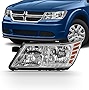 AKKON - For 2009-2020 Dodge Journey Driver Side Only Headlight Assembly Chrome Housing Clear Lens