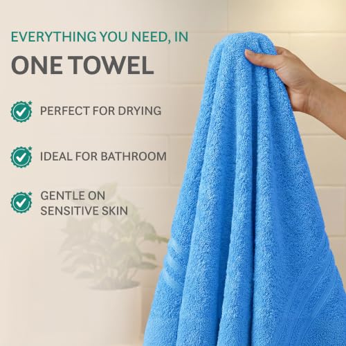 Image of MYTRIDENT Trident Hand Towels, 2 Piece Set, 100% Cotton, Highly Absorbent, Super Soft, 400 GSM, Ocean Blue