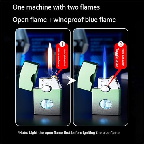 Encendedor de doble llama azul con ventana de visualización de gas 3