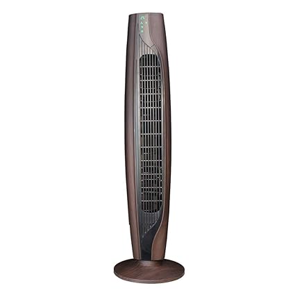 Fanzart Tron Wooden Brown - LED Display Tower Fan with 90 Degree Rotation, Smart Touch Display with Time and Wind Speed Setting, Powerful Motor, Eco Friendly Indoor Fan with Remote Control (Brown)