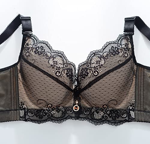 Add Cups Push Up Bra For Women Lace Underwire Plus Size Soft Comfort Everyday Bras Sheer-Black 36Dd #TOP3