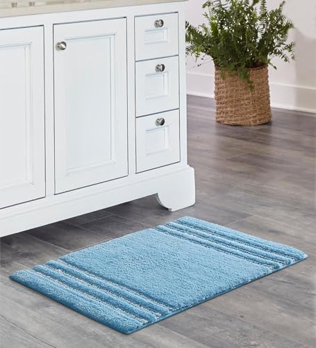 Image of Obsessions Ultra Soft Solid Bath Mat - Premium 1950 GSM Density, Anti-Skid Safety Backing & Superior Absorbency for Quick-Dry Comfort (40x60 cm, Baby Blue)