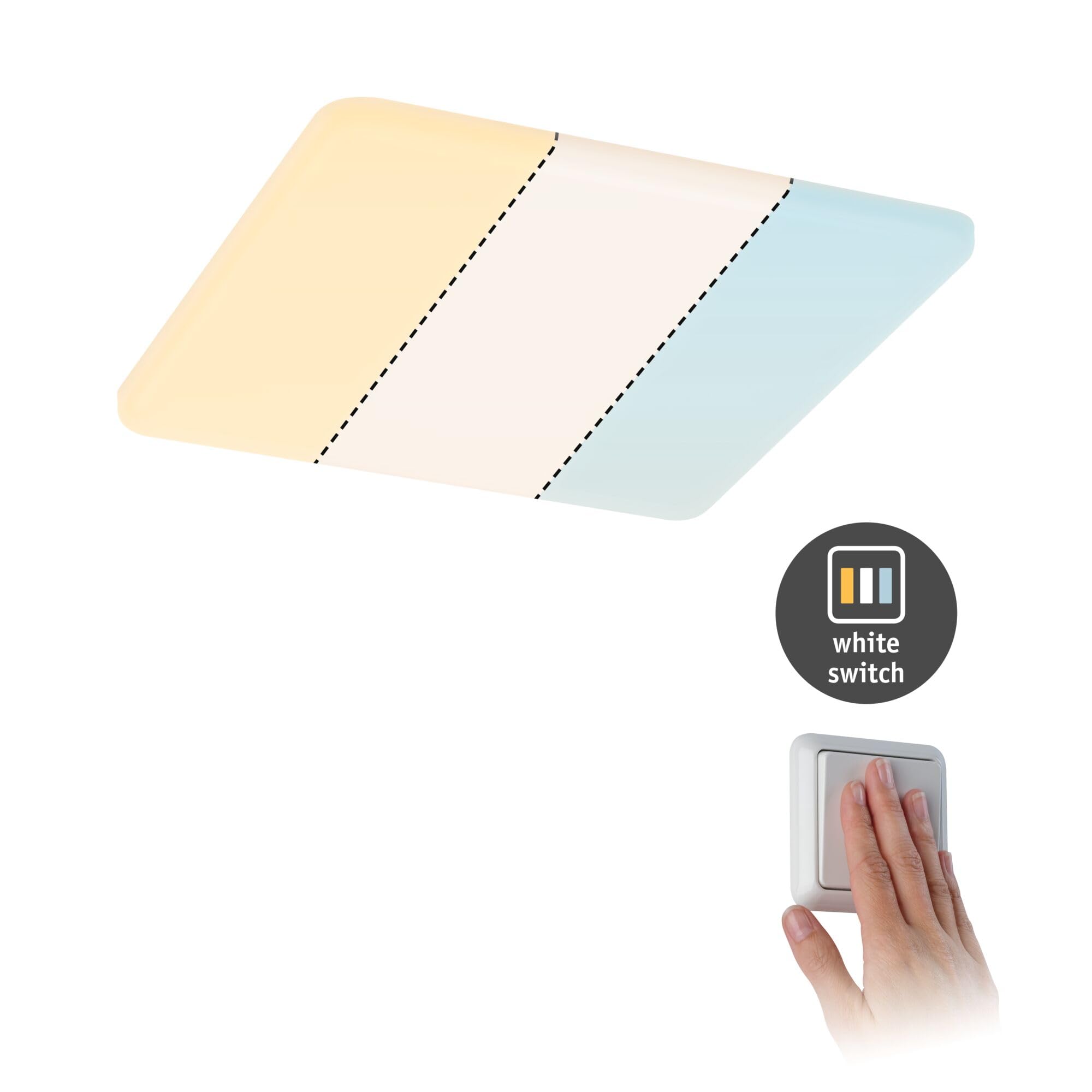Paulmann 95379 panel LED, oprawa wpuszczana Veluna VariFit, IP44 White Switch 185x185mm czworok., w kompl. oprawa sufit.1x14 W przezr.tw.szt.3000 K