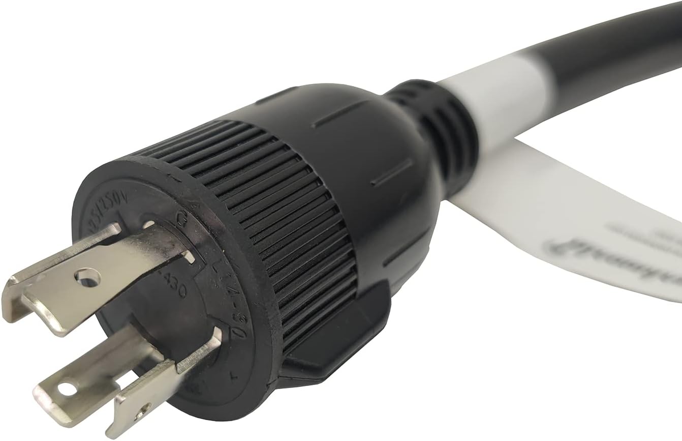 Parkworld 64682 Generator 30A to 20A, 220v to 110v Adapter Cord NEMA L14-30P Male 4-prong Twist Lock Plug to (4) 5-20R T-Blade Household 5-15R Four Outlets Female with Two of 20amp Circuit Breaker