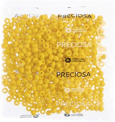 Preciosa Czech Seed Beads 32/0 (8mm) Opaque Yellow - 250g Bulk Bag Beads for Jewelry Making and Crafts