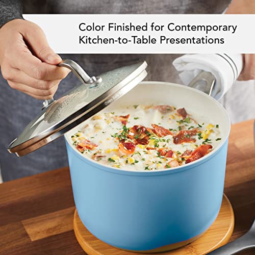 Image of KitchenAid Hard Anodized Ceramic Nonstick Cookware Sauce Pan with Lid, 3 Quart - Blue Velvet