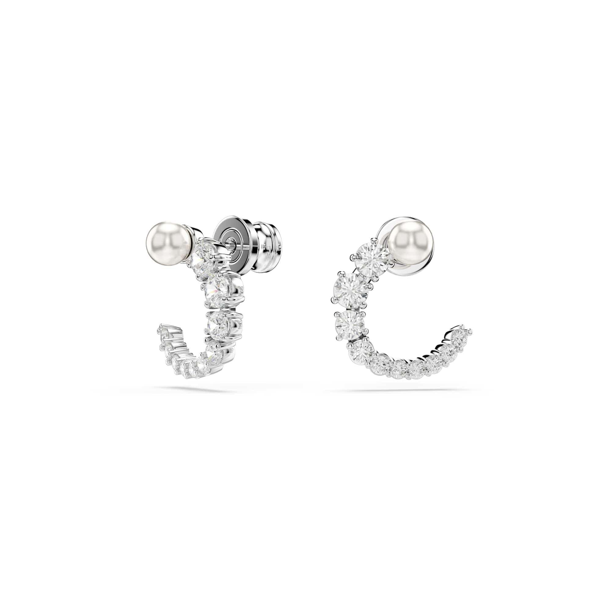 Swarovski Matrix Colección pendientes de aro, perla de cristal, talla redonda