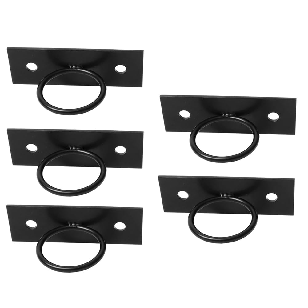 Donaasoal Black 5Pack Decorative Ring Rope Supports Holders For Rope Fencing Stair Deck Railing Wall Mounted Hanger Ceiling Hook