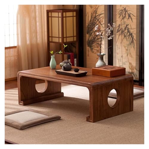 Table d'appoint rétro en bois massif de noyer de 50 cm - 2