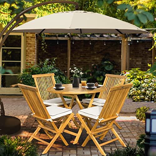 CHIC TEAK Sun Garden Umbrella, the original from Germany. Natural Canopy with Bronze Frame, 13 Foot