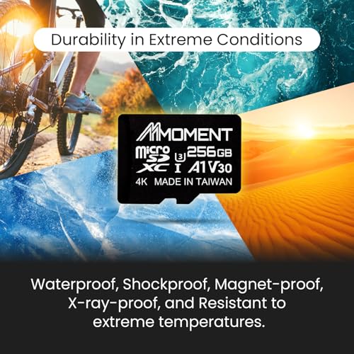 Image of MMOMENT MM13 Jolly 256GB Micro SDXC Card, A1, UHS-I, U3, V30, Class 10 Compatible, Read Up to 100 MB /s, Write Up to 70 MB /s, SD Adapter Included