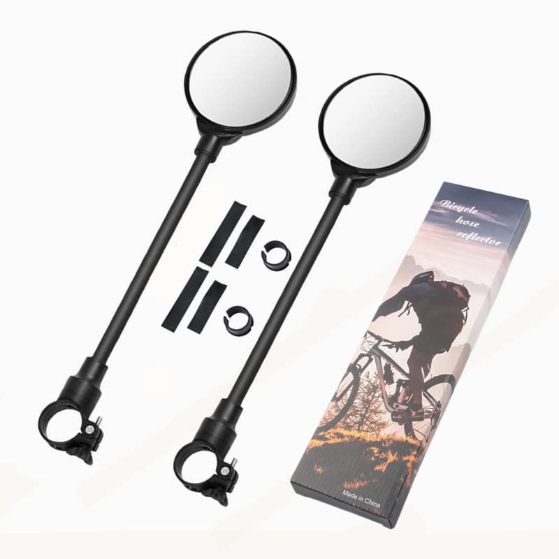 zalati Bike Mirror 1 Pair Adjustable Rear Acrylic View Mirrors with Metal Rod on Handlebar for Mountain Road Bike Bicycle Electric Motorcycle
