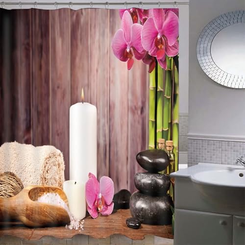 Rideau de douche en polyester de qualité supérieure avec anneaux inclus