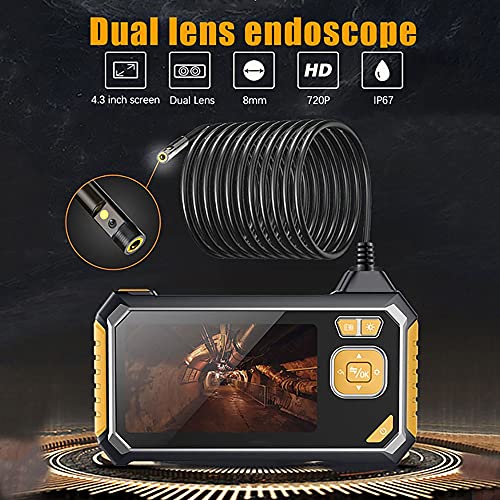 Industrial Endoscope, Sewer Plumbing Pipe Snake Camera, 4.3in LCD Screen, LED Lights, IP67 Waterproof, 1700Mah Battery, Max 64GB TF Card(5M/16.4FT Cable)