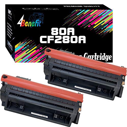 4Benefit (Set of 2) Compatible Replacement 80A CF280A Toner Cartridge 280A (2xBlack) for Laser Jet Pro 400 MFP M425d M425dw M401n M401dw M401dne