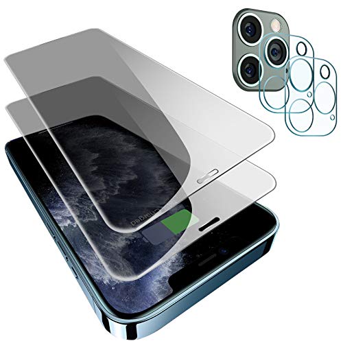 51b2 7Bqf5L Peafowl Compatible with iPhone 12 Pro Max Screen Protector, 2 Pack Privacy Tempered-Glass Screen Protector + 2 HD Tempered Glass Camera Lens Protector+ Film set