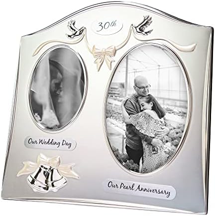 Haysom Interiors Traditional Two Tone Silver Plated 30th Pearl Anniversary Double Picture Frame