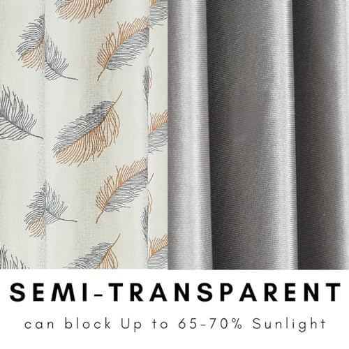 Image of DEVSANG Polyester ( 2 Print and 1 Solid ) Curtains for Door 7 feet Long Set of 3, Grey, Lightweight | Light-filtering