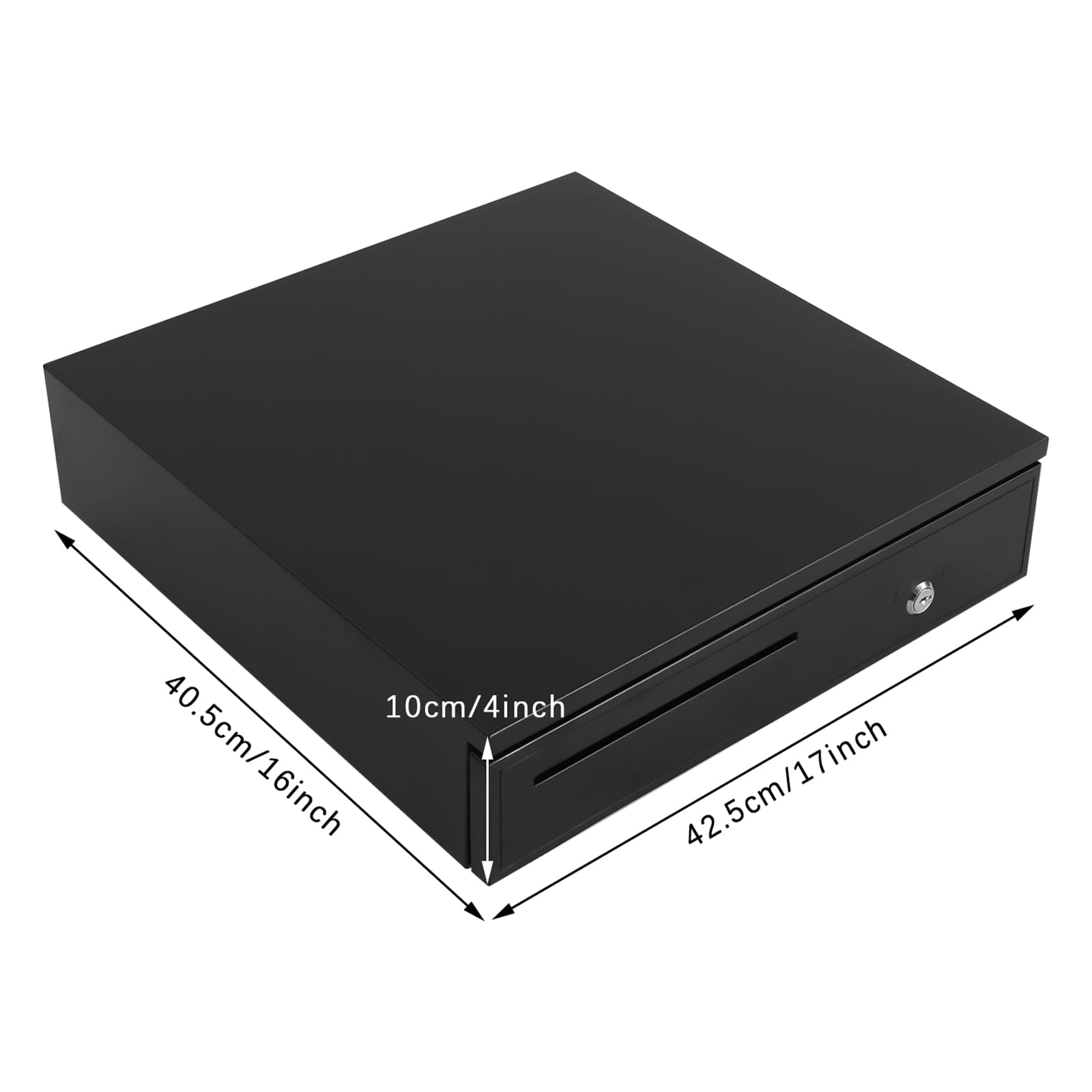 Cassetto per cassa leggero con 5 scomparti per banconote e 8 scomparti estraibili per monete e chiave, apertura nero, con cavo Rj11 per negozi