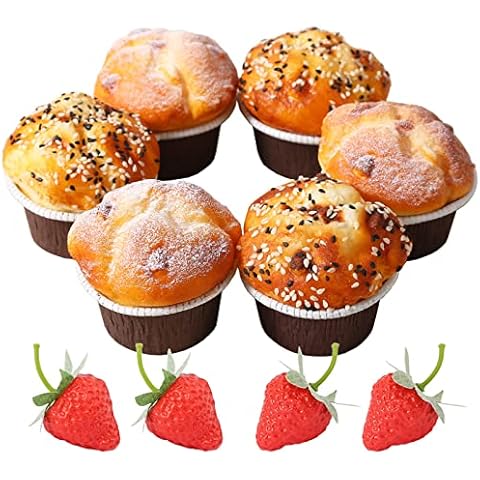 Joeabor Fake Cupcakes, Artificial Cupcakes for Display, Realistic Fake Food, Artificial Cake Fake Desserts Pastries for Decoration, Decorative Faux Cakes Set C 6 Pack Cover