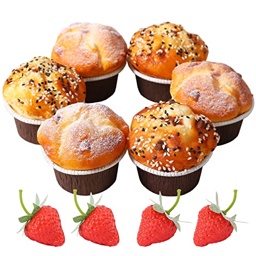Joeabor Fake Cupcakes Artificial Cupcakes for Display Realistic Fake Food Artificial Cake Fake Desserts Pastries for Decoration Decorative Faux Cakes Set C 6 Pack