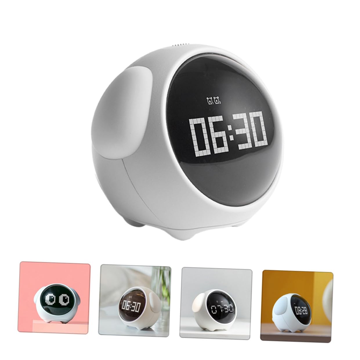 Reloj Despertador LED Expresión Pixelada, Digital, Blanco