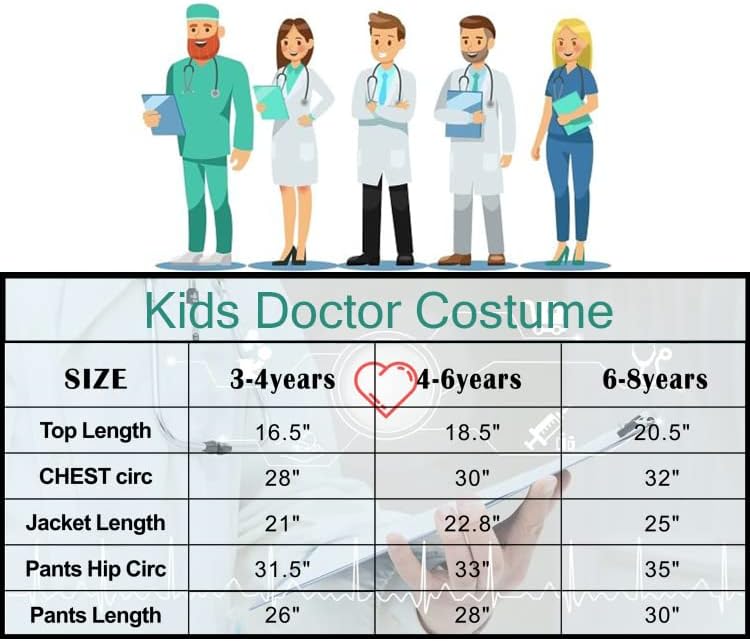 Miniatura 7 de Wizland Disfraz de médico para niños, bata de laboratorio de doctor, juego de rol con accesorios para niños y niñas 3-5,5-7,7-9