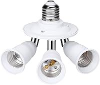 Vista 6 de ELECTOP Divisor de enchufe ajustable E26 E27, soporte de lámpara adaptador de base de bombilla blanca 3 en 1, giro de 360 grados de flexión de 180