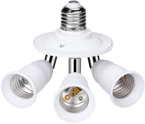 Miniatura 6 de ELECTOP Divisor de enchufe ajustable E26 E27, soporte de lámpara adaptador de base de bombilla blanca 3 en 1, giro de 360 grados de flexión de 180