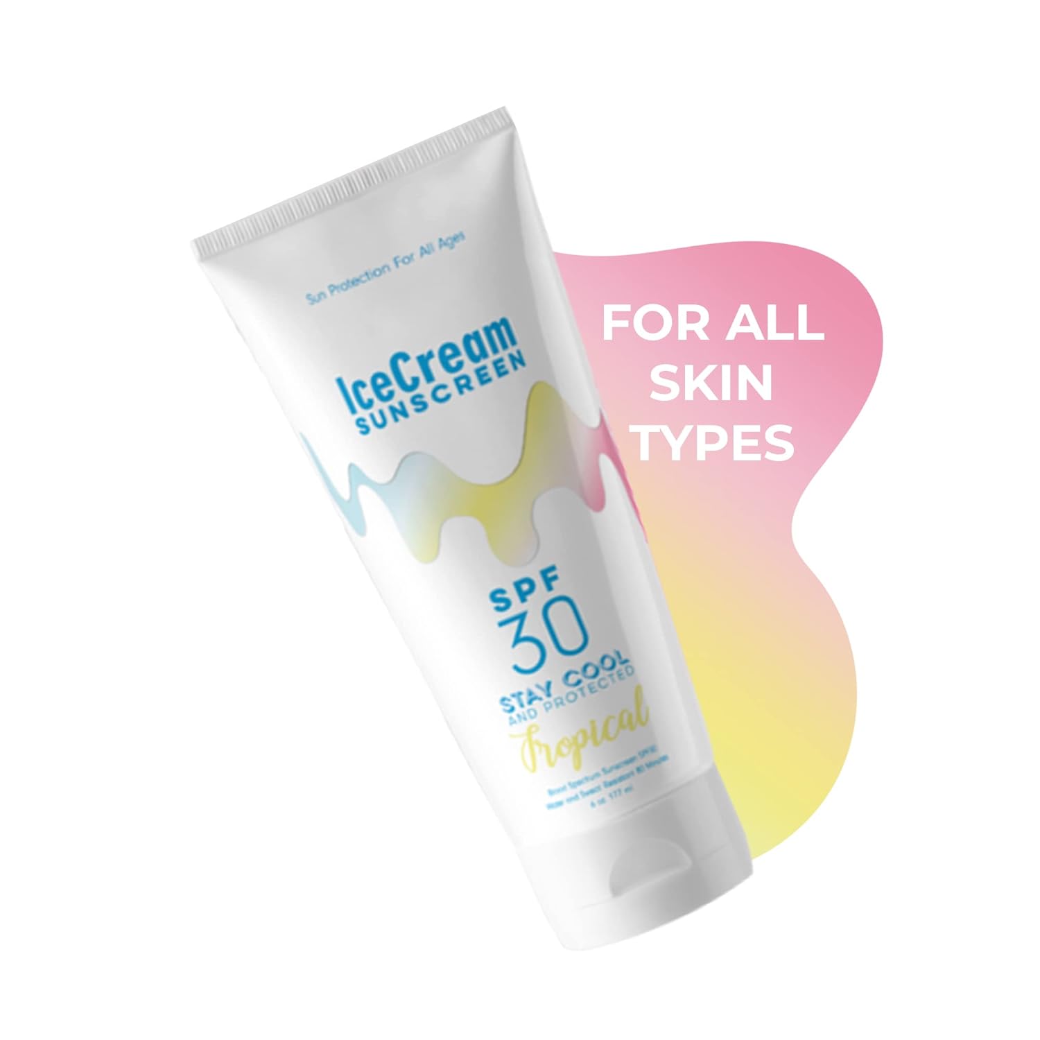 IceCream Sunscreen Tropical 6oz Pack of 1 - SPF 30 Face & Body Lotion Sunblock Moisturizer Water & Sweat-Resistant, Reef-Friendly & Cruelty-Free