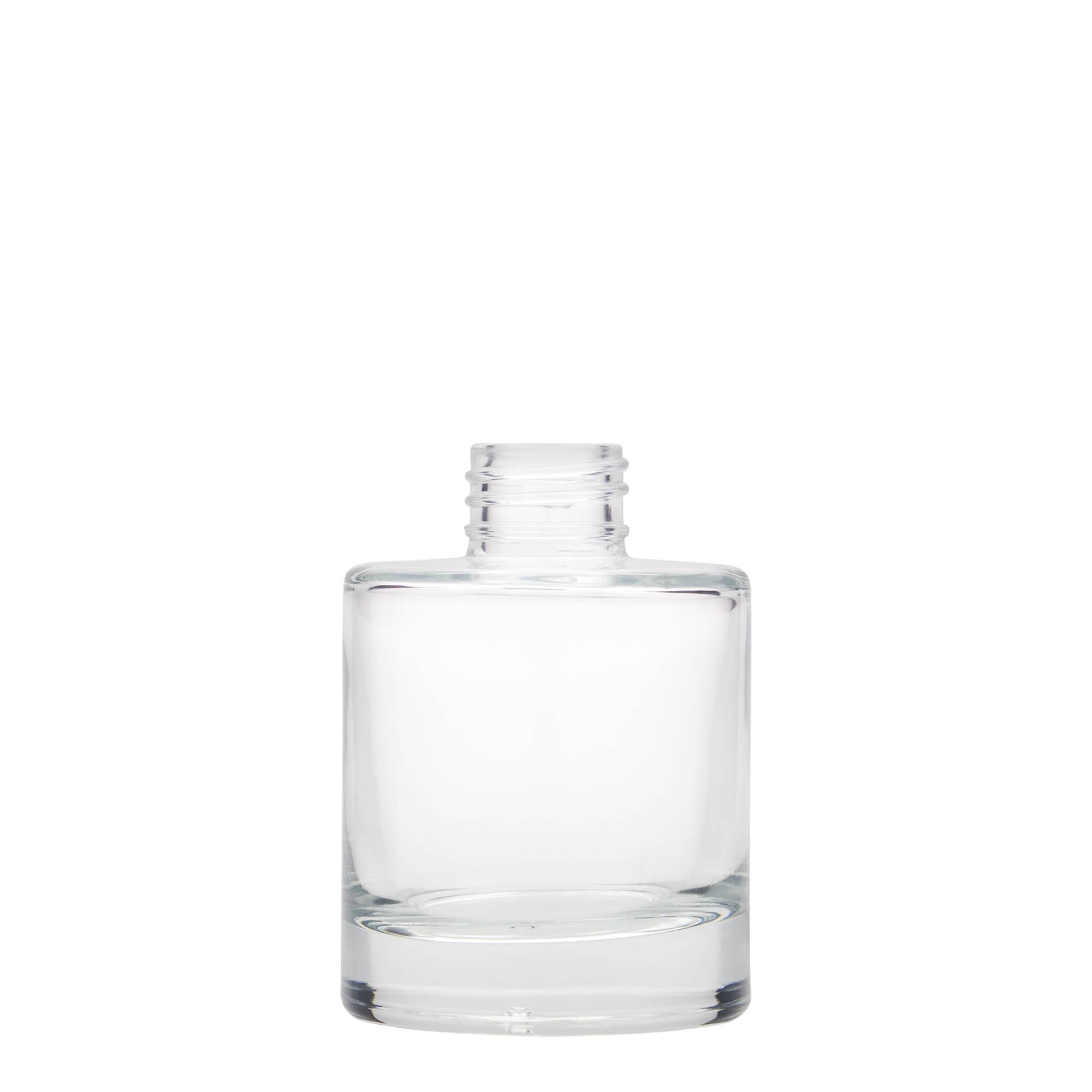 Szklana butelka Flamenco 100 ml okrągła z metalową zakrętką, srebrna, w zestawie 12 sztuk