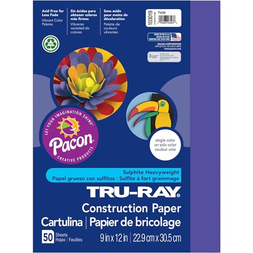 PACON Tru-Ray Heavyweight Construction Paper, Purple, 9″...