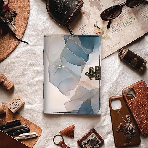 Image of DI-KRAFT Customize Diary with Name with Beautiful UV Prints | Customized Leather Writing Diary Unruled White Paper Journal Personal Notepad Sheets Daily Planner for Gifting (Pattern 10)