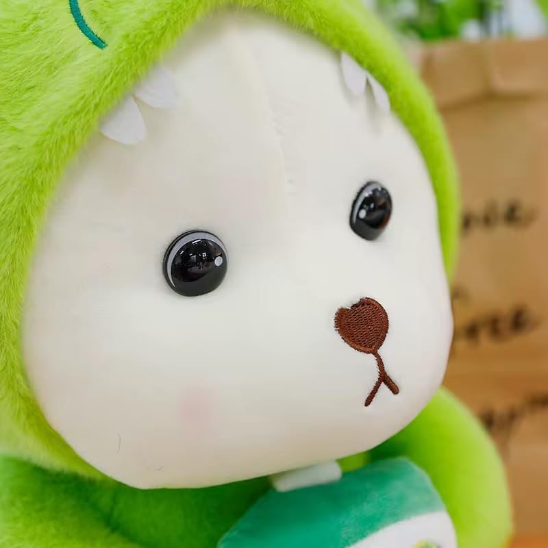Image of Cute Panda Plush Toy 30 cm - Soft Stuffed Animal Hugging Doll for Kids, Girls & Boys | Adorable Kawaii Panda Bear Plushie for Decor & Gifts (Dino Hoodie Bear 30cm)
