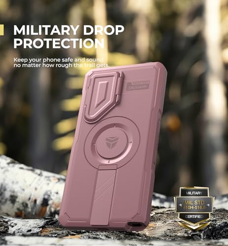 Image of Dexnor for Samsung Galaxy S25 Ultra Case with Camera Cover & Adjustable Kickstand & Built-in Screen Protector, Magnetic Rugged Shockproof Bumper Cases Heavy-Duty Protective Cover (2025),Peony Pink