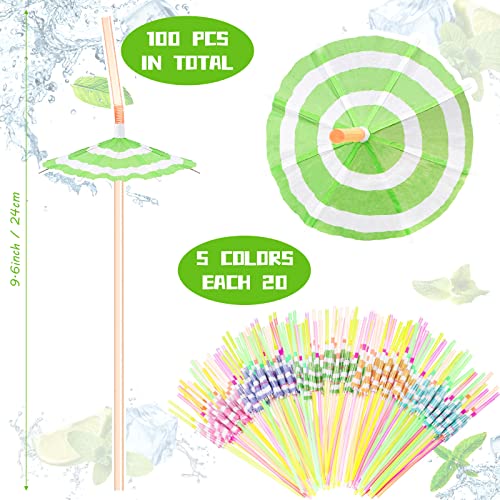 Chengu 100 pitillos con sombrilla para fiestas tropicales miniatura 3