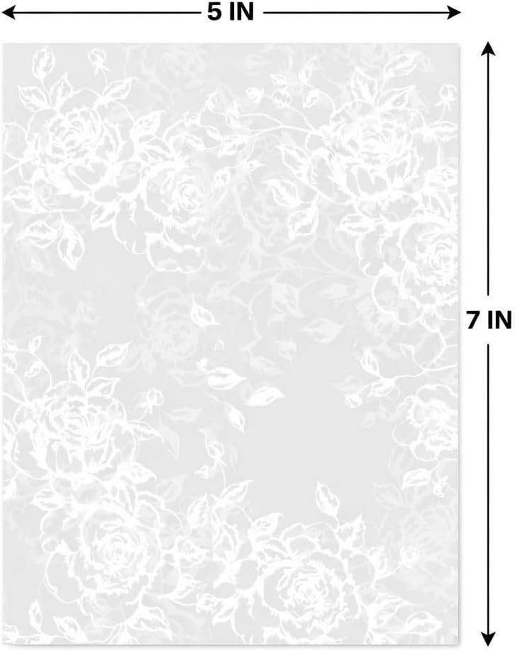 50 Pack Translucent Vellum Jackets for 5x7 Invitations, White Rose