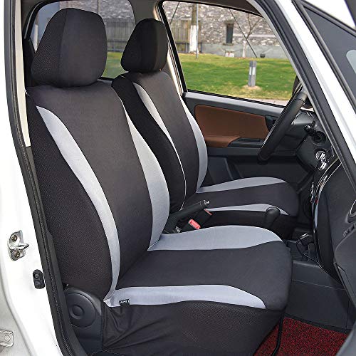 Elantrip Waterproof Front Car Seat Covers Set Universal Fit Bucket Seat Protector Airbag Compatible For Cars Suvs Trucks Vans, Gray And Black 2 Pcs #TOP2