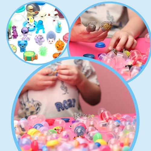 Image of Entervending Vending Machine Capsules with Toys in Bulk - 1.1 Inch Tiny Frosty Clear-Colored Acorn Capsules with Mini Toys for Kids - Plastic Capsules for Toys Bulk - Easter Basket Stuffers
