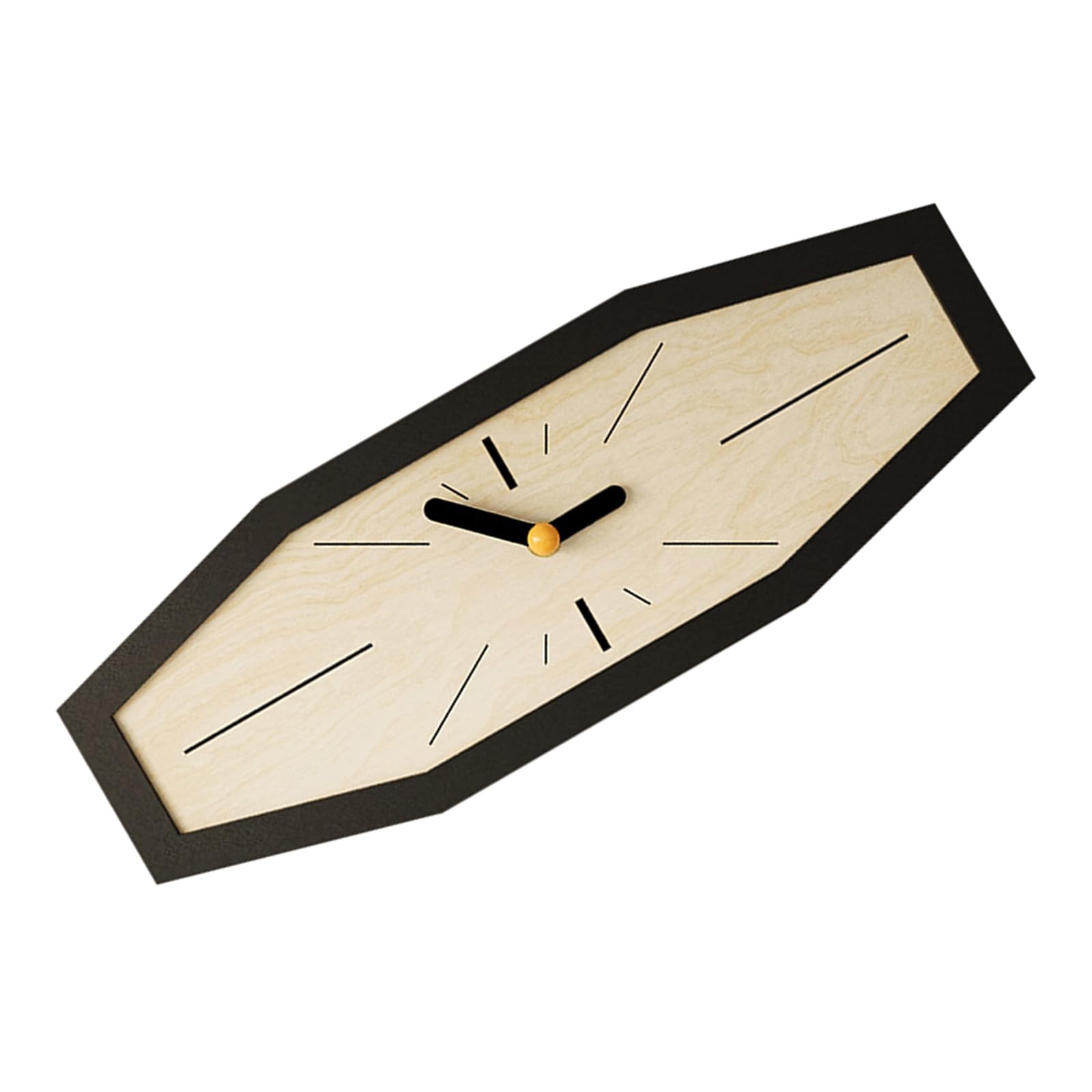 Kalttoy Distinctive Wooden Hexagon Quiet Wall Clock Stylish Decoration for Living Room Dining Area Hexagon Wall Clock