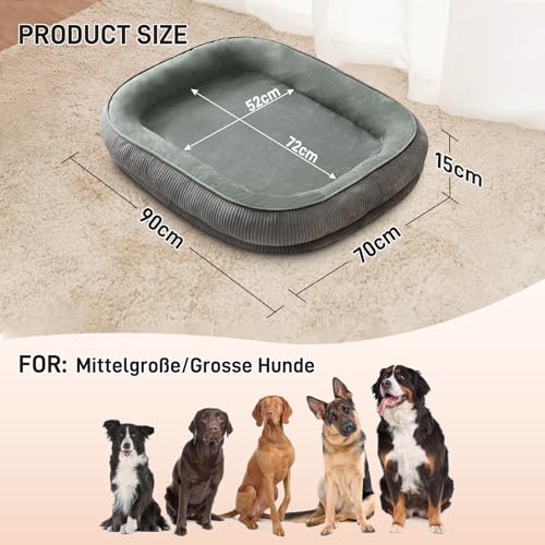 O·Lankeji Hundebett Mittelgroße Hunde erhöhte Ränder, Hundekorb Grosse Hunde Abnehmbarer, Waschbarer Bezug Hundesofa, Hundekissen Vierseitiges Nackenrolle Kissen, rutschfest