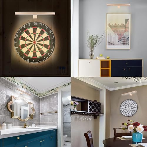 Image of MIOBLUE Rechargeable Picture Lights with Remote, 16 inch Battery Operated Painting Light Display Lamp with 3 Lighting Modes, Dimmable Dartboard Light with Timer for Frame Portrait Art, Metal Body