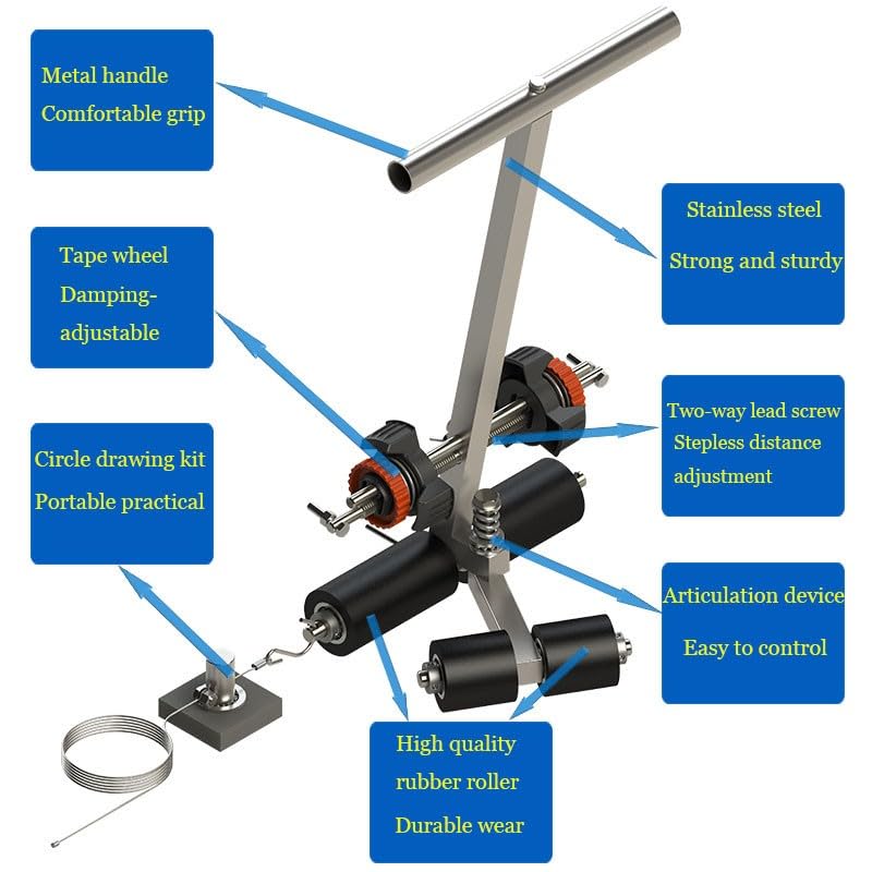 Máquina de trazado de líneas ajustable para canchas deportivas, kit de marcado de precisión con herramienta de dibujo circular para baloncesto, tenis y más